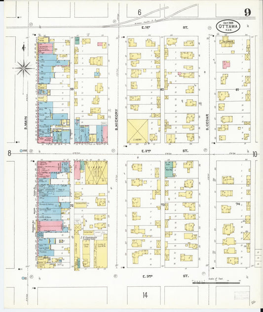 Sanborn Fire Insurance Map from Ottawa, Franklin County, Kansas (1905), Sheet #0009 - Historic Sanborn Fire Insurance Map Print, vintage old map wall art, antique decor, genealogy gift, Kansas Kansas map