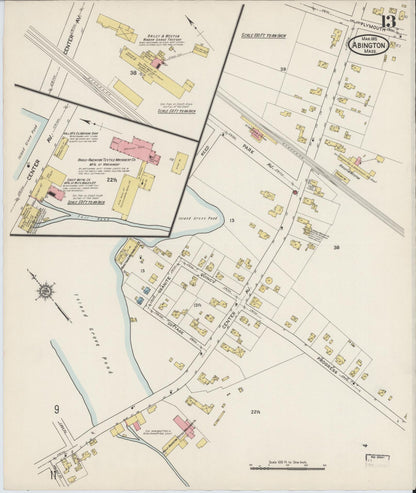 Sanborn Fire Insurance Map from Abington, Plymouth County, Massachusetts (1915), Sheet #0013 - Complete Map Set gallery image, historic Sanborn map, vintage wall art, Massachusetts Massachusetts