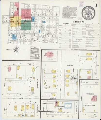 Sanborn Fire Insurance Map from Lamar, Prowers County, Colorado (1906), Sheet #0001 - Complete Map Set gallery image, historic Sanborn map, vintage wall art, Colorado Colorado