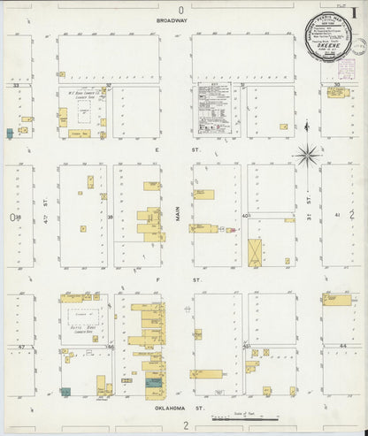 Sanborn Fire Insurance Map from Okeene, Blaine County, Oklahoma (1901), Sheet #0001 - Complete Map Set gallery image, historic Sanborn map, vintage wall art, Oklahoma Oklahoma