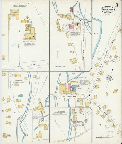 Sanborn Fire Insurance Map from Watertown, Litchfield County, Connecticut (1906), Sheet #0003 - Complete Map Set gallery image, historic Sanborn map, vintage wall art, Connecticut Connecticut