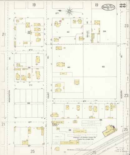 Sanborn Fire Insurance Map from Baker, Baker County, Oregon (1903), Sheet #0022 - Complete Map Set gallery image, historic Sanborn map, vintage wall art, Oregon Oregon