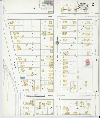 Sanborn Fire Insurance Map from Boyne City, Charlevoix County, Michigan (1919), Sheet #0002 - Historic Sanborn Fire Insurance Map Print, vintage old map wall art, antique decor, genealogy gift, Michigan Michigan map