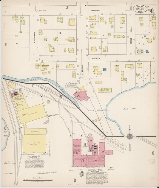 Sanborn Fire Insurance Map from Holly, Oakland County, Michigan (1921), Sheet #0004 - Historic Sanborn Fire Insurance Map Print, vintage old map wall art, antique decor, genealogy gift, Michigan Michigan map