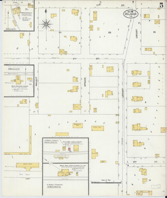 Sanborn Fire Insurance Map from Delavan, Tazewell County, Illinois (1906), Sheet #0005 - Historic Sanborn Fire Insurance Map Print, vintage old map wall art, antique decor, genealogy gift, Illinois Illinois map