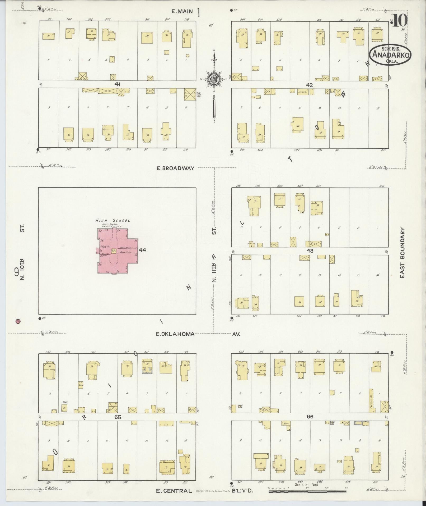 Sanborn Fire Insurance Map from Anadarko, Caddo County, Oklahoma (1916), Sheet #0010 - Complete Map Set gallery image, historic Sanborn map, vintage wall art, Oklahoma Oklahoma
