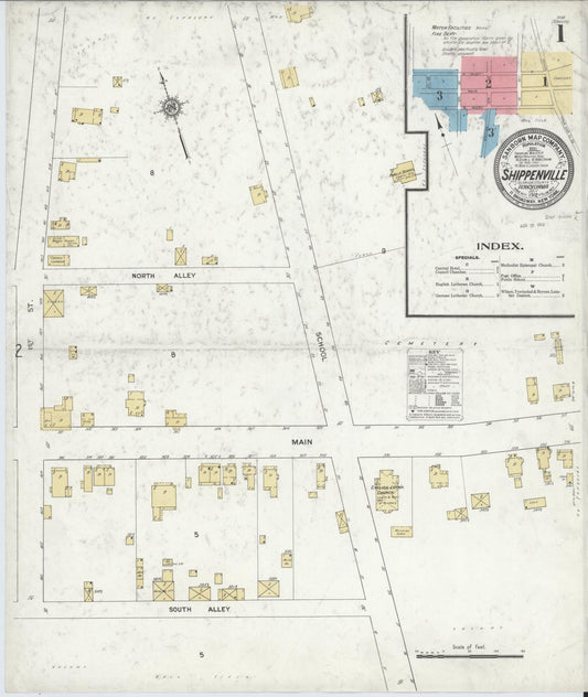 Sanborn Fire Insurance Map from Shippenville, Clarion County, Pennsylvania (1912), Sheet #0001 - Historic Sanborn Fire Insurance Map Print, vintage old map wall art, antique decor, genealogy gift, Pennsylvania Pennsylvania map