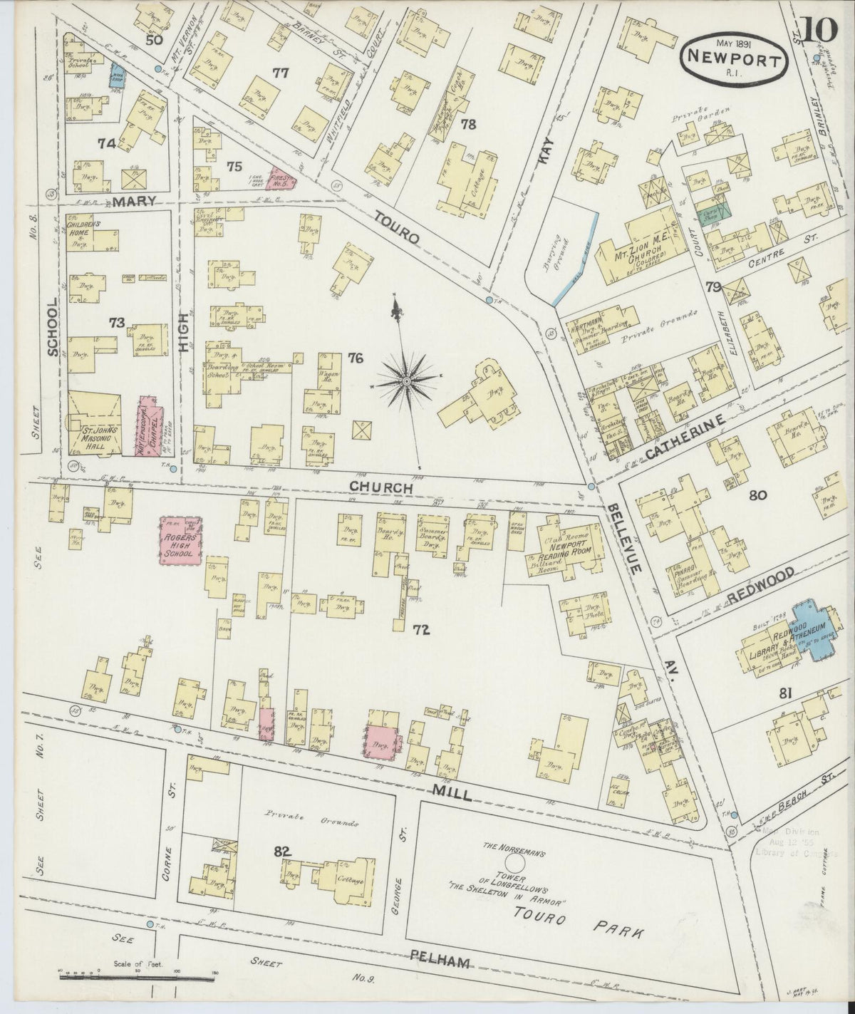 Sanborn Fire Insurance Map from Newport, Newport County, Rhode Island (1891), Sheet #0010 - Complete Map Set gallery image, historic Sanborn map, vintage wall art, Rhode Island Rhode Island