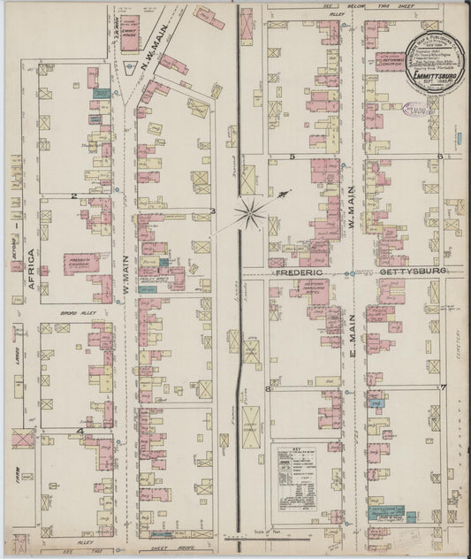 Sanborn Fire Insurance Map from Emmittsburg, Frederick County, Maryland. (1885) – Historic Sanborn Fire Insurance Map Print