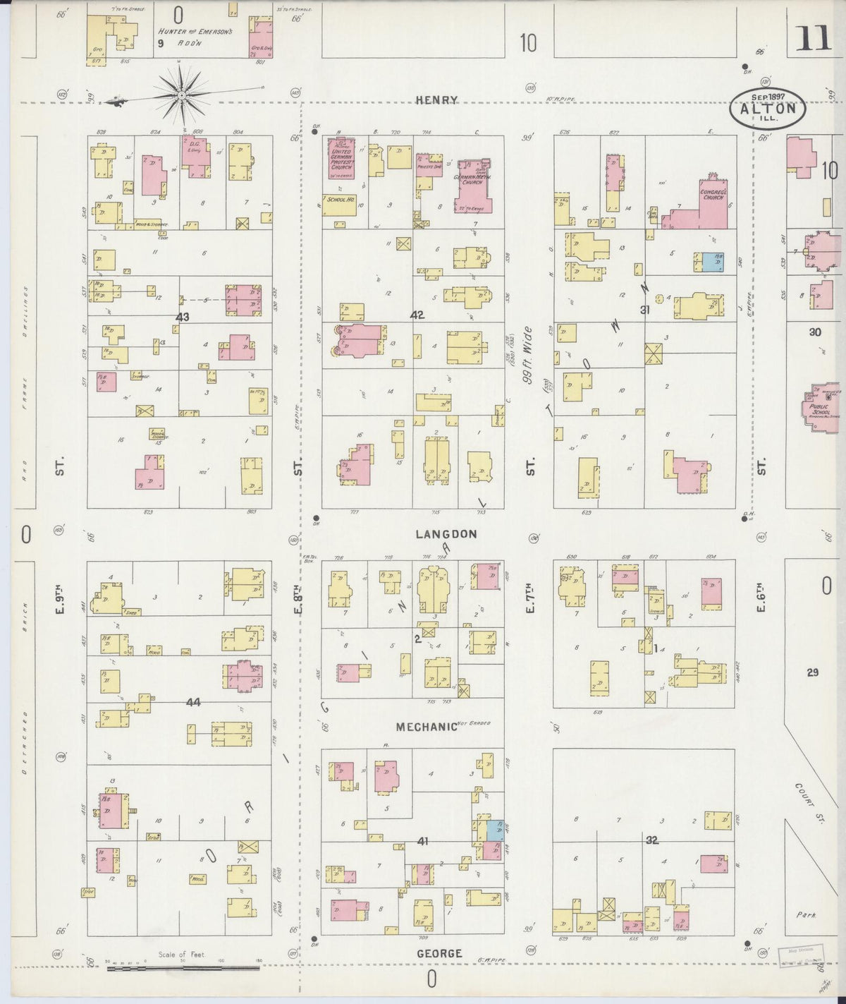 Sanborn Fire Insurance Map from Alton, Madison County, Illinois (1897), Sheet #0011 - Complete Map Set gallery image, historic Sanborn map, vintage wall art, Illinois Illinois