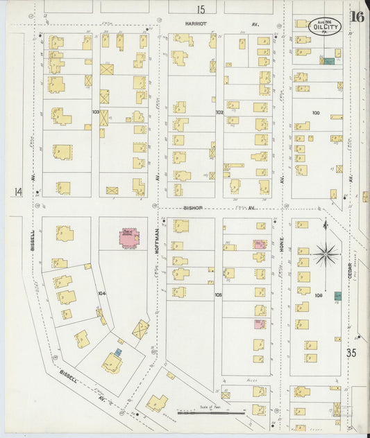 Sanborn Fire Insurance Map from Oil City, Venango County, Pennsylvania (1906), Sheet #0016 - Historic Sanborn Fire Insurance Map Print, vintage old map wall art, antique decor, genealogy gift, Pennsylvania Pennsylvania map