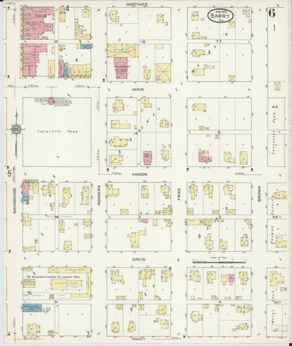Sanborn Fire Insurance Map from Barry, Pike County, Illinois (1913), Sheet #0006 - Complete Map Set gallery image, historic Sanborn map, vintage wall art, Illinois Illinois