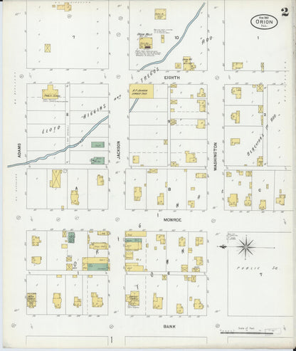Sanborn Fire Insurance Map from Orion, Henry County, Illinois (1901), Sheet #0002 - Complete Map Set gallery image, historic Sanborn map, vintage wall art, Illinois Illinois
