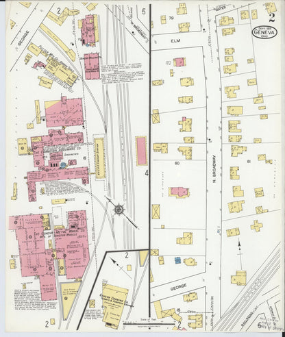 Sanborn Fire Insurance Map from Geneva, Ashtabula County, Ohio (1919), Sheet #0002 - Historic Sanborn Fire Insurance Map Print, vintage old map wall art, antique decor, genealogy gift, Ohio Ohio map