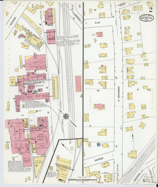 Sanborn Fire Insurance Map from Geneva, Ashtabula County, Ohio (1919), Sheet #0002 - Historic Sanborn Fire Insurance Map Print, vintage old map wall art, antique decor, genealogy gift, Ohio Ohio map