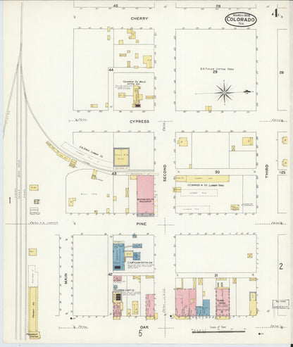 Sanborn Fire Insurance Map from Colorado, Mitchell County, Texas (1908), Sheet #0004 - Complete Map Set gallery image, historic Sanborn map, vintage wall art, Colorado Colorado