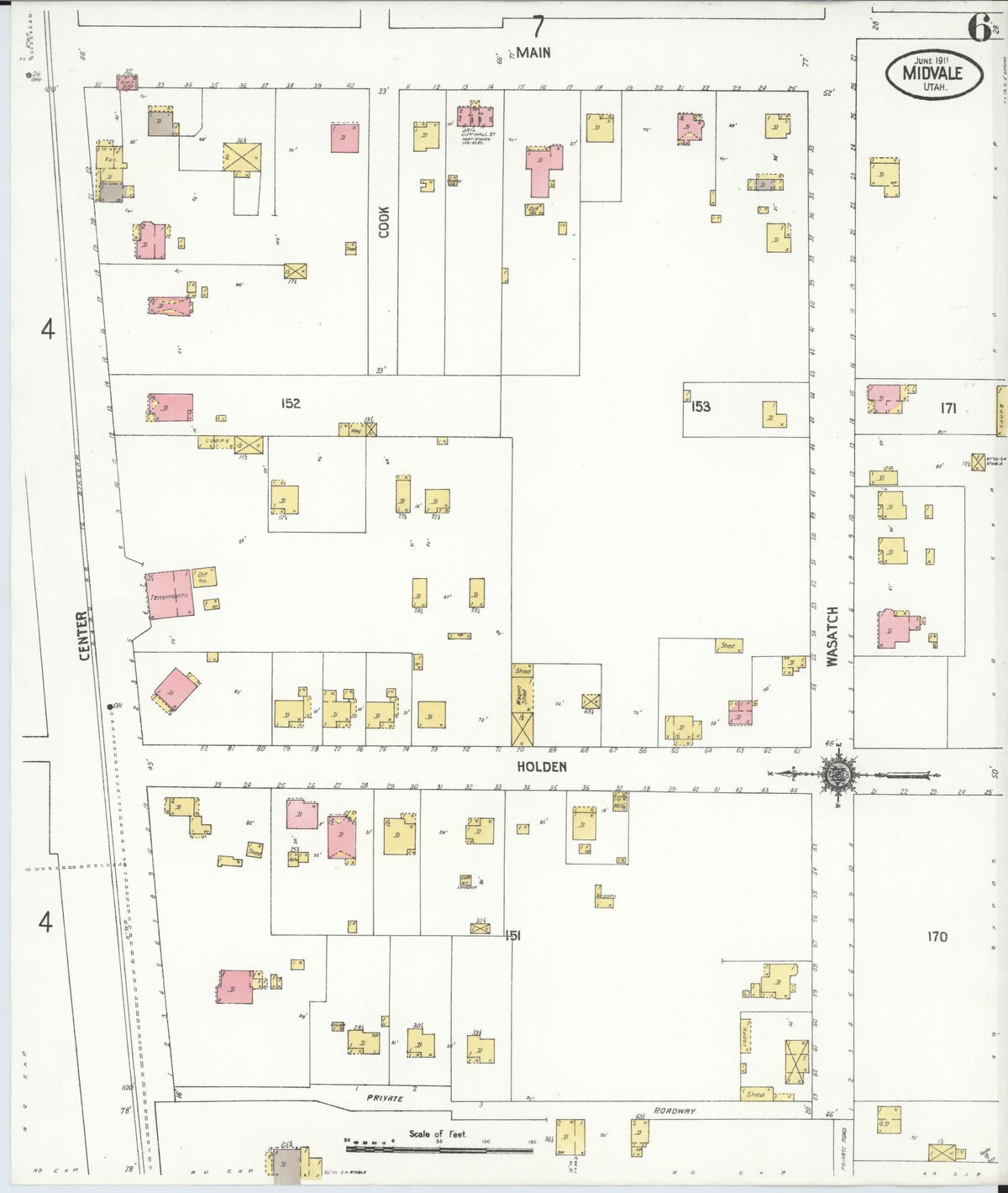 Sanborn Fire Insurance Map from Midvale, Salt Lake County, Utah (1911), Sheet #0006 - Complete Map Set gallery image, historic Sanborn map, vintage wall art, Utah Utah