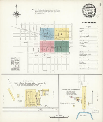 Sanborn Fire Insurance Map from Puyallup, Pierce County, Washington (1894), Sheet #0001 - Complete Map Set gallery image, historic Sanborn map, vintage wall art, Washington Washington