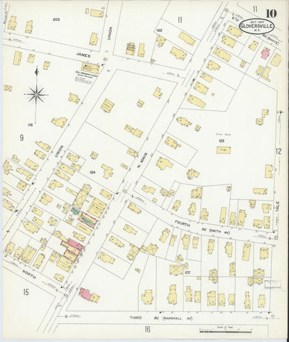 Sanborn Fire Insurance Map from Gloversville, Fulton County, New York (1907), Sheet #0010 - Complete Map Set gallery image, historic Sanborn map, vintage wall art, New York New York