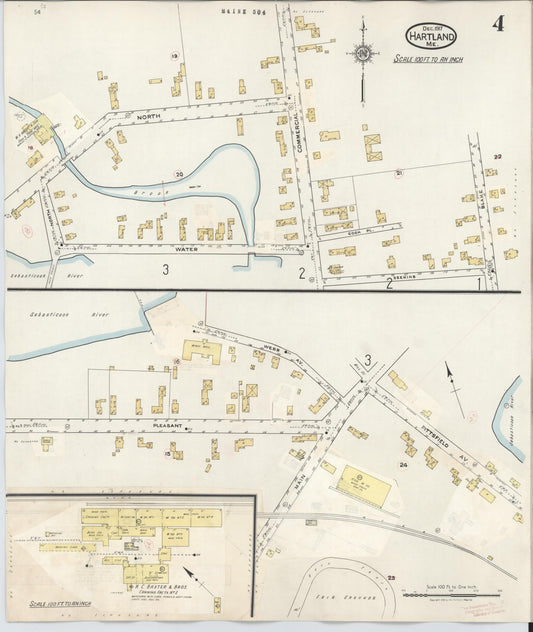 Sanborn Fire Insurance Map from Hartland, Somerset County, Maine (1945), Sheet #0004 - Historic Sanborn Fire Insurance Map Print, vintage old map wall art, antique decor, genealogy gift, Maine Maine map