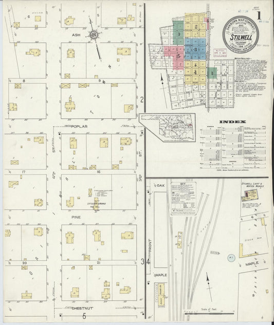 Sanborn Fire Insurance Map from Stillwell, Adair County, Oklahoma (1914), Sheet #0001 - Historic Sanborn Fire Insurance Map Print, vintage old map wall art, antique decor, genealogy gift, Oklahoma Oklahoma map