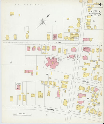 Sanborn Fire Insurance Map from Charleston, Kanawha County, West Virginia (1902), Sheet #0004 - Complete Map Set gallery image, historic Sanborn map, vintage wall art, West Virginia West Virginia