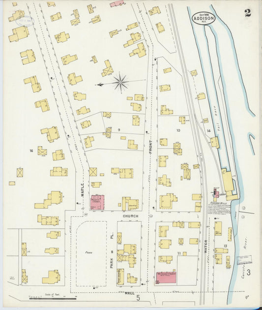 Sanborn Fire Insurance Map from Addison, Steuben County, New York (1898), Sheet #0002 - Historic Sanborn Fire Insurance Map Print, vintage old map wall art, antique decor, genealogy gift, New York New York map