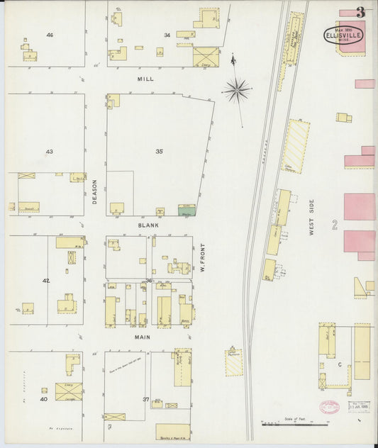 Sanborn Fire Insurance Map from Ellisville, Jones County, Mississippi (1895), Sheet #0003 - Historic Sanborn Fire Insurance Map Print, vintage old map wall art, antique decor, genealogy gift, Mississippi Mississippi map