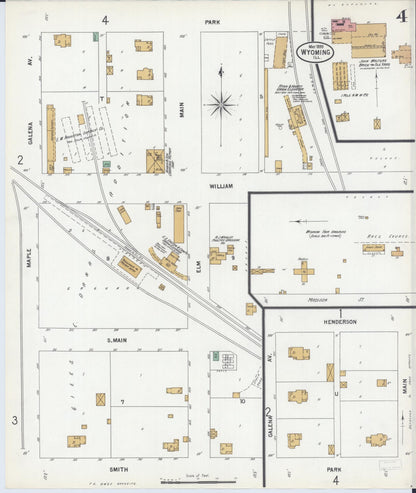 Sanborn Fire Insurance Map from Wyoming, Stark County, Illinois (1899), Sheet #0004 - Historic Sanborn Fire Insurance Map Print, vintage old map wall art, antique decor, genealogy gift, Illinois Illinois map