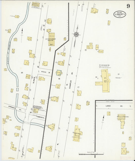 Sanborn Fire Insurance Map from Liberty, Sullivan County, New York (1911), Sheet #0009 - Historic Sanborn Fire Insurance Map Print, vintage old map wall art, antique decor, genealogy gift, New York New York map