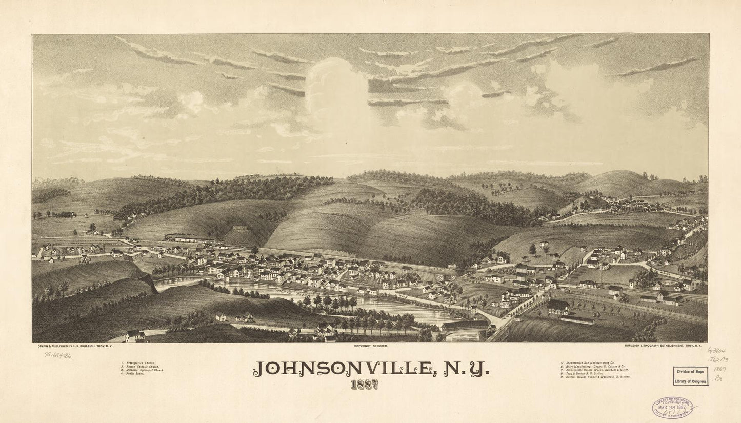 Johnsonville, N.Y. 1887. (1887) – Historic Bird’s-Eye View Panorama Print