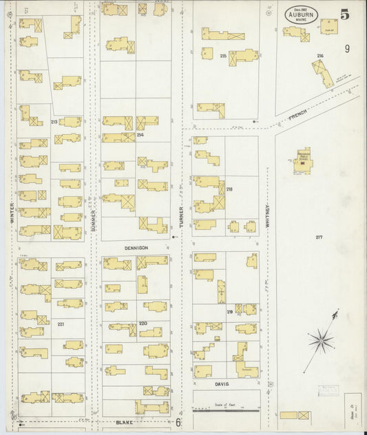 Sanborn Fire Insurance Map from Auburn, Androscoggin County, Maine (1902), Sheet #0005 - Historic Sanborn Fire Insurance Map Print, vintage old map wall art, antique decor, genealogy gift, Maine Maine map