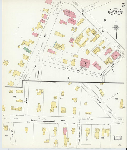 Sanborn Fire Insurance Map from East Hampton, Hampshire County, Massachusetts (1910), Sheet #0005 - Historic Sanborn Fire Insurance Map Print, vintage old map wall art, antique decor, genealogy gift, Massachusetts Massachusetts map