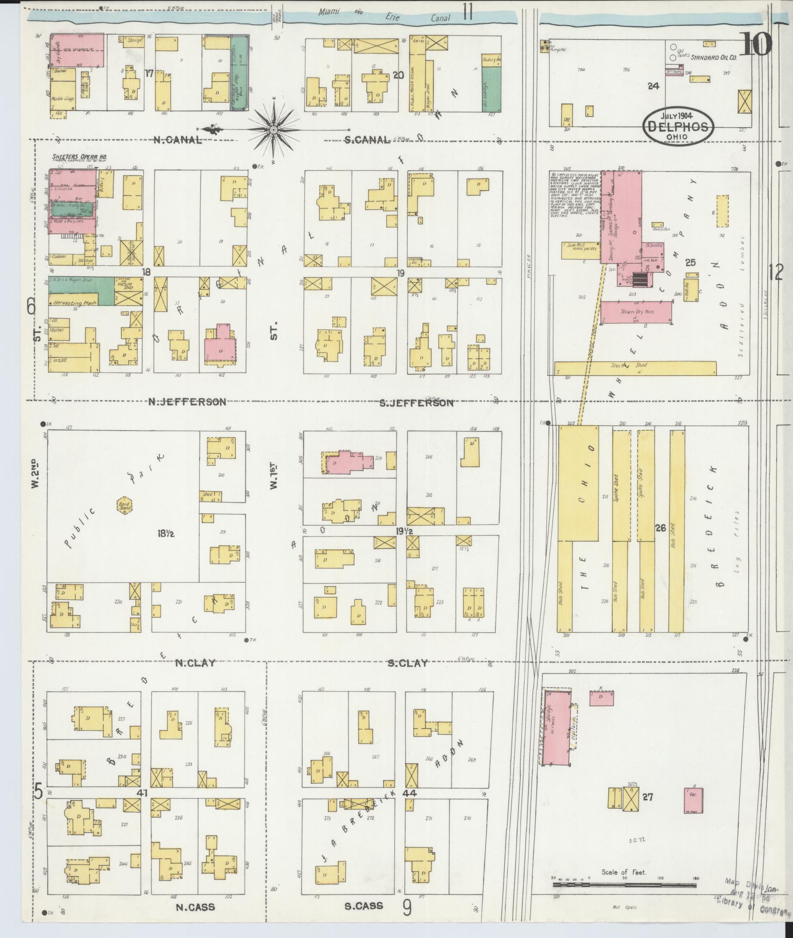 Sanborn Fire Insurance Map from Delphos, Van Wert And Allen Counties, Ohio (1904), Sheet #0010 - Historic Sanborn Fire Insurance Map Print, vintage old map wall art, antique decor, genealogy gift, Ohio Ohio map