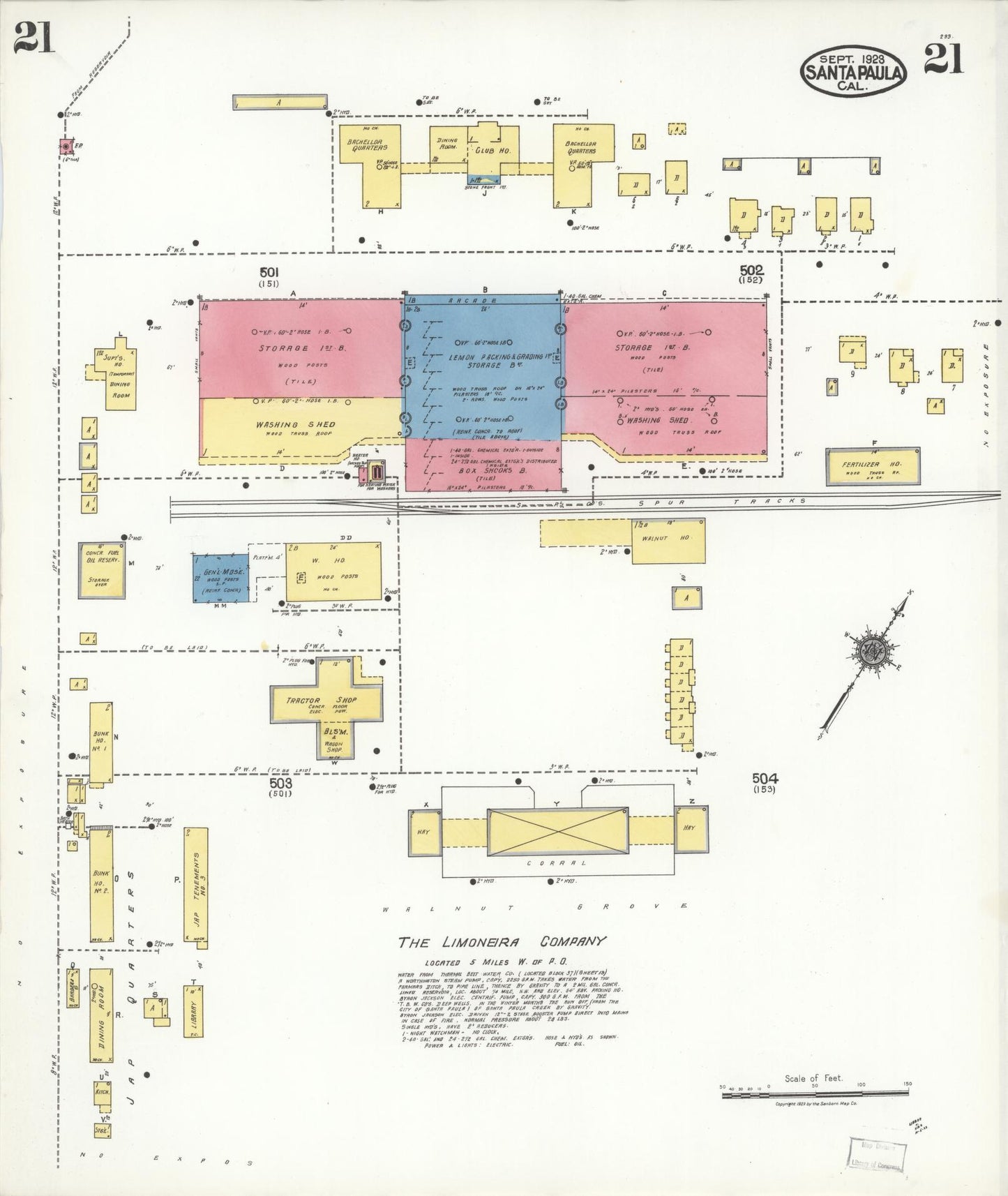 Sanborn Fire Insurance Map from Santa Paula, Ventura County, California (1923), Sheet #0021 - Complete Map Set gallery image, historic Sanborn map, vintage wall art, California California