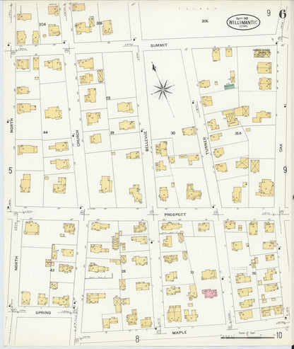 Sanborn Fire Insurance Map from Willimantic, Windham County, Connecticut (1908), Sheet #0006 - Complete Map Set gallery image, historic Sanborn map, vintage wall art, Connecticut Connecticut