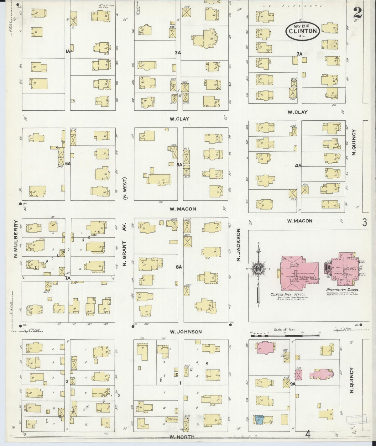 Sanborn Fire Insurance Map from Clinton, De Witt County, Illinois (1910), Sheet #0002 - Complete Map Set gallery image, historic Sanborn map, vintage wall art, Illinois Illinois
