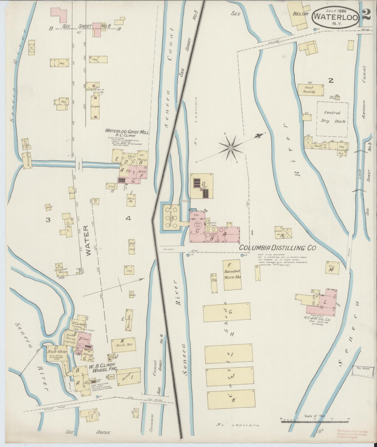Sanborn Fire Insurance Map from Waterloo, Seneca County, New York (1886), Sheet #0002 - Historic Sanborn Fire Insurance Map Print, vintage old map wall art, antique decor, genealogy gift, New York New York map