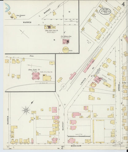 Sanborn Fire Insurance Map from Cadiz, Harrison County, Ohio (1897), Sheet #0004 - Complete Map Set gallery image, historic Sanborn map, vintage wall art, Ohio Ohio