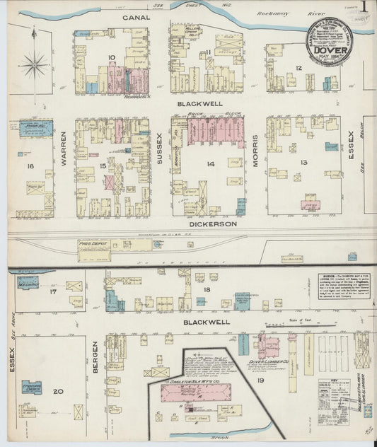 Sanborn Fire Insurance Map from Dover, Morris County, New Jersey. (1884) – Historic Sanborn Fire Insurance Map Print