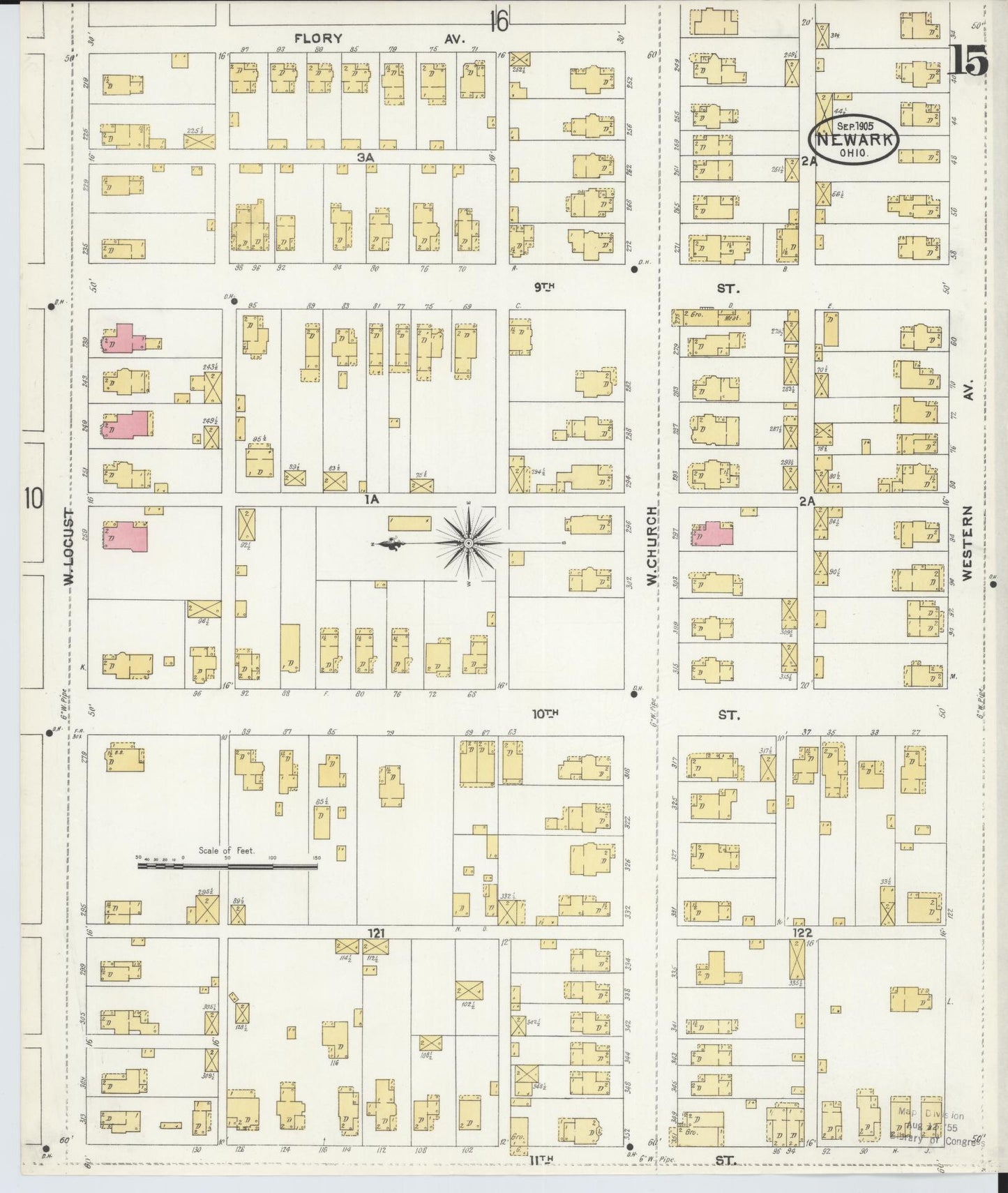 Sanborn Fire Insurance Map from Newark, Licking County, Ohio (1905), Sheet #0015 - Complete Map Set gallery image, historic Sanborn map, vintage wall art, Ohio Ohio