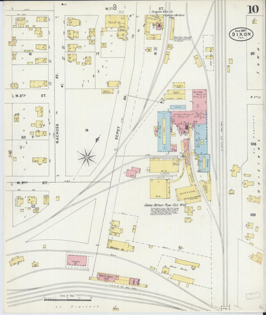 Sanborn Fire Insurance Map from Dixon, Lee County, Illinois (1897), Sheet #0010 - Historic Sanborn Fire Insurance Map Print, vintage old map wall art, antique decor, genealogy gift, Illinois Illinois map