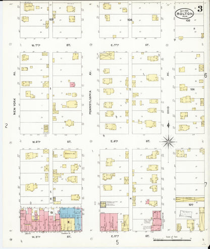 Sanborn Fire Insurance Map from Holton, Jackson County, Kansas (1905), Sheet #0003 - Complete Map Set gallery image, historic Sanborn map, vintage wall art, Kansas Kansas