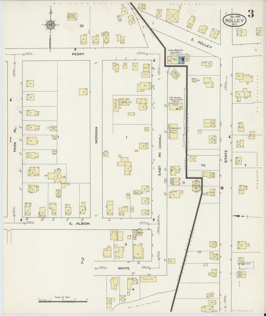 Sanborn Fire Insurance Map from Holley, Orleans County, New York (1914), Sheet #0003 - Historic Sanborn Fire Insurance Map Print, vintage old map wall art, antique decor, genealogy gift, New York New York map
