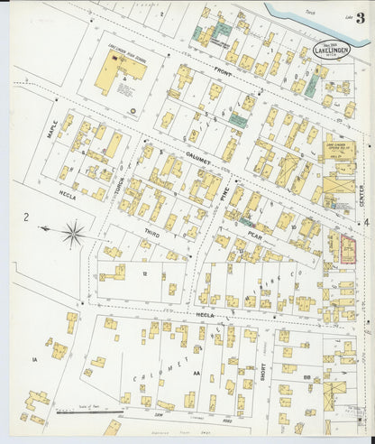Sanborn Fire Insurance Map from Lake Linden, Houghton County, Michigan (1900), Sheet #0003 - Complete Map Set gallery image, historic Sanborn map, vintage wall art, Michigan Michigan