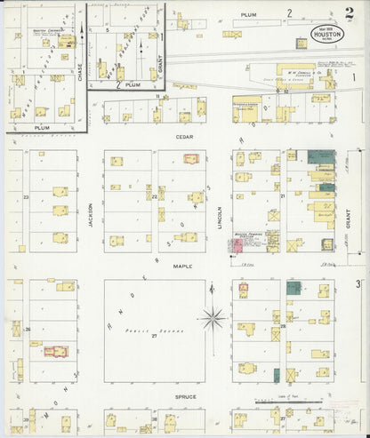 Sanborn Fire Insurance Map from Houston, Houston County, Minnesota (1909), Sheet #0002 - Complete Map Set gallery image, historic Sanborn map, vintage wall art, Minnesota Minnesota