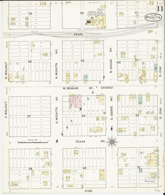 Sanborn Fire Insurance Map from Wichita, Sedgwick County, Kansas (1887), Sheet #0011 - Historic Sanborn Fire Insurance Map Print, vintage old map wall art, antique decor, genealogy gift, Kansas Kansas map