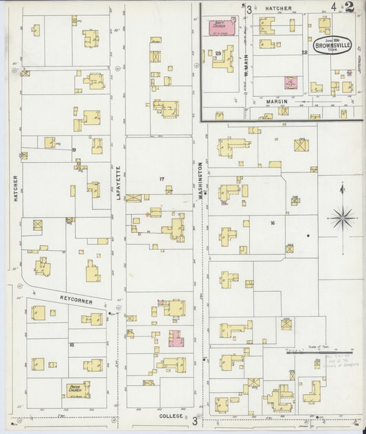 Sanborn Fire Insurance Map from Brownsville, Haywood County, Tennessee (1896), Sheet #0002 - Historic Sanborn Fire Insurance Map Print, vintage old map wall art, antique decor, genealogy gift, Tennessee Tennessee map