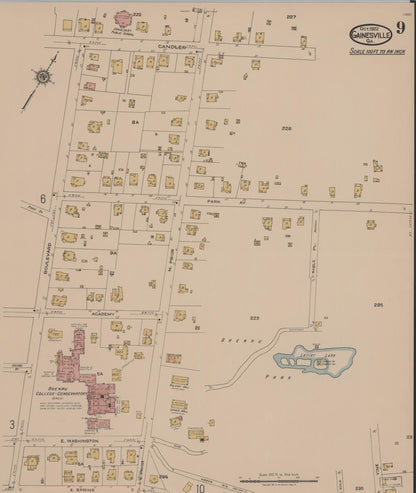 Sanborn Fire Insurance Map from Gainesville, Hall County, Georgia (1922), Sheet #0009 - Complete Map Set gallery image, historic Sanborn map, vintage wall art, Georgia Georgia