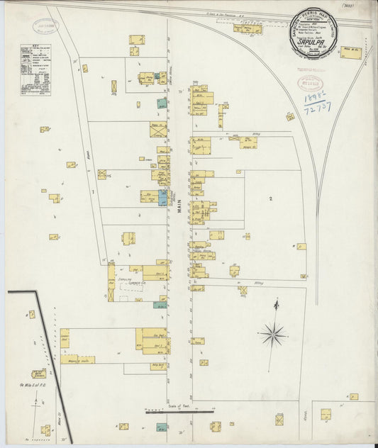 Sanborn Fire Insurance Map from Sapulpa, Creek County, Oklahoma (1898), Sheet #0001 - Historic Sanborn Fire Insurance Map Print, vintage old map wall art, antique decor, genealogy gift, Oklahoma Oklahoma map